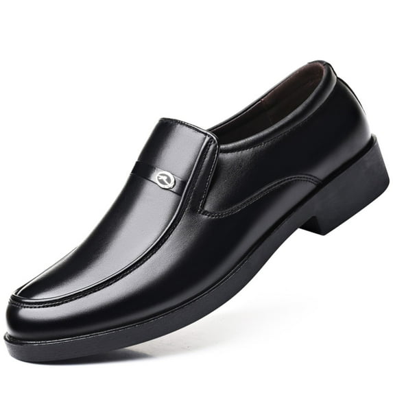 Mens Dress Shoes, Luxury Round Toe Soft Bottom Non-Slip Work Business Black Dress Shoes for Men, Leather Slip-on Penny Loafers