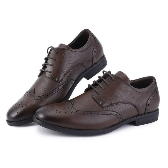 Mens Dress Shoes, Men's Oxford Shoes, Leather Stylish Lace-up Wingtip Brogues, Business Casual Formal Derby Shoe Black Size 8