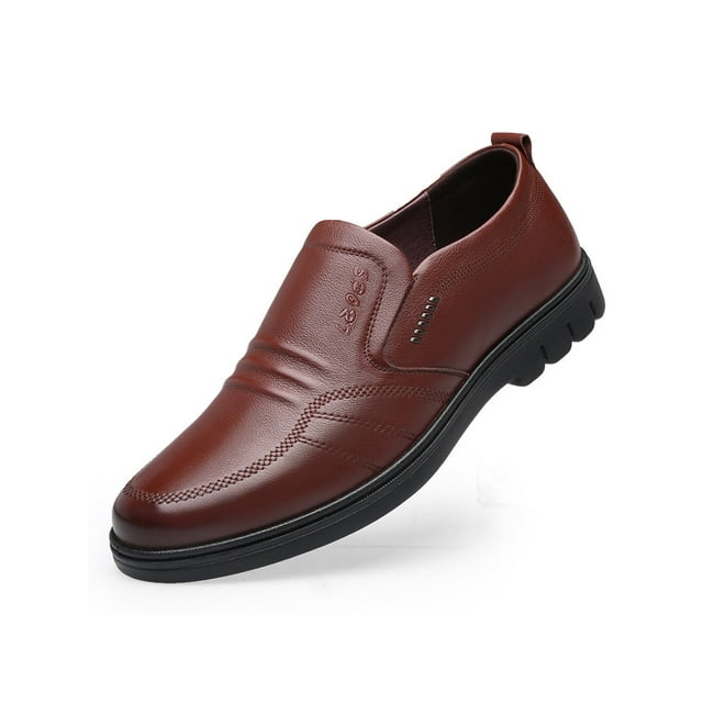 Mens Dress Shoes Slip-on Leather Loafers Casual Shoes Brown 8.5 ...