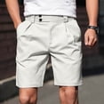 thumbnail image 1 of Mens Dress Shorts Business Casual Straight Leg Elastic Mid Waisted Pleated Flat Front Knee Length Bermuda Golf Short, 1 of 7