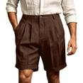 thumbnail image 1 of Mens Dress Shorts Pleated Button Pocket Solid Breathable Casual Comfort, 1 of 8