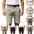 thumbnail image 1 of Mens Dress Shorts Solid Color Button Zipper Casual Business Work Shorts with Pockets, XL, 1 of 5
