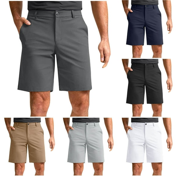 Mens Dress Shorts Solid Color Casual Business Work Shorts with Pockets, M