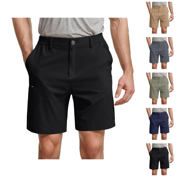 Mens Dress Shorts Summer Casual Elastic Waist Lightweight Breathable Straight Leg Relaxed Fit Golf Shorts with Pockets