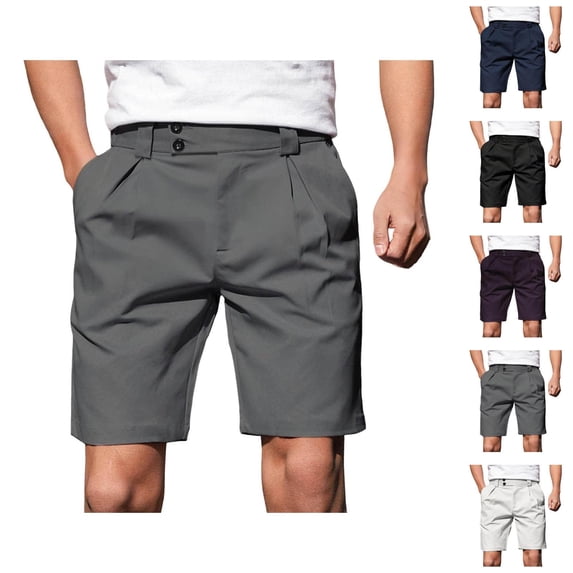 Mens Dress Shorts Summer Lightweight Breathable Straight Leg Loose Fit Business Casual Shorts with Pockets