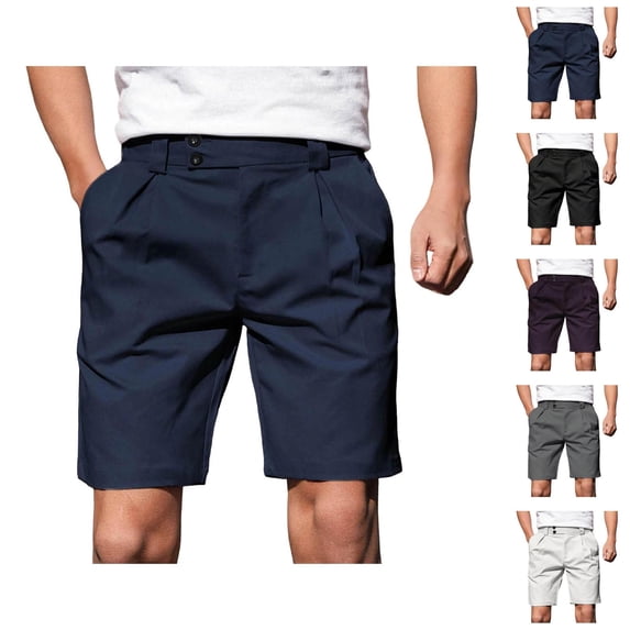 Mens Dress Shorts Summer Lightweight Breathable Straight Leg Loose Fit Business Casual Shorts with Pockets