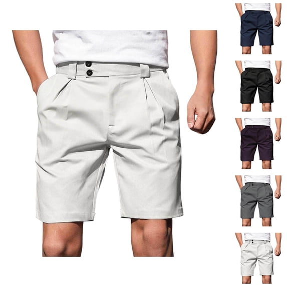 Mens Dress Shorts Summer Lightweight Breathable Straight Leg Loose Fit Business Casual Shorts with Pockets