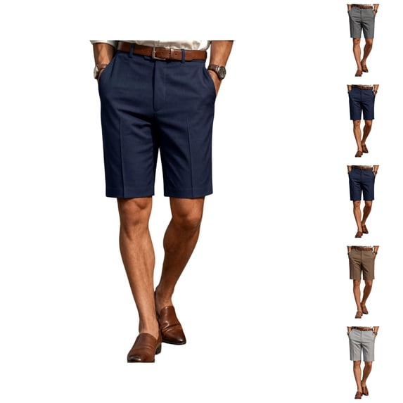 Mens Dress Shorts Summer Lightweight Straight Leg Business Casual Knee Length Bermuda Shorts with Pockets