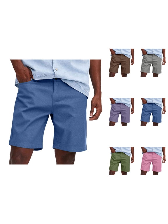 Mens Dress Shorts Summer Lightweight Straight Leg Loose Fit Business Casual Bermuda Shorts with Pockets