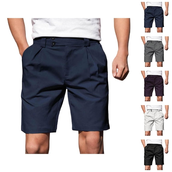 Mens Dress Shorts Summer Lightweight Straight Leg Loose Knee Length Business Casual Work Shorts with Pockets
