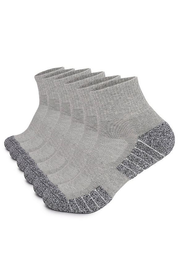 Mens Dress Socks 6 Pack Men's and Women's Athletic Socks Cycling Crew Socks Breathable Cushioned Workout Quarter Socks Gray L