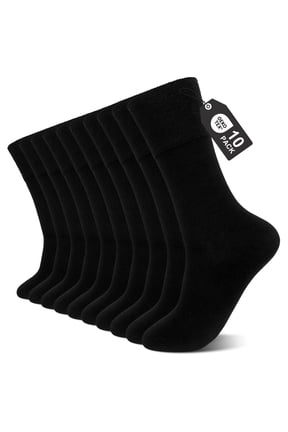 Mens Dress Socks, AMITOFO Crew Socks for Men – Non-Binding Breathable Sock Top Seamless Toe Reinforced Heel & Toe, Comfortable Mid-Calf Business Socks for All-Day Wear, Black 10 Pack Size 11-13