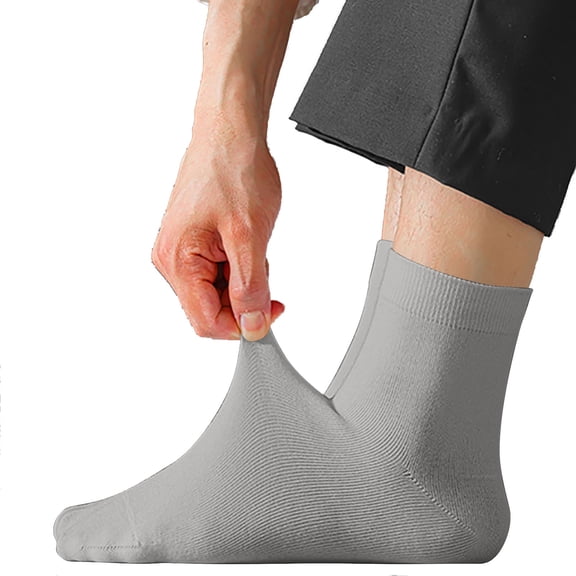 Mens Dress Socks Soft Cotton Classic Business Casual Ankle Socks Sports Seamless Comfortable Crew Socks Gray