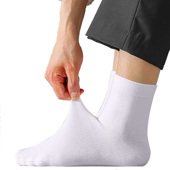 Mens Dress Socks Soft Cotton Classic Business Casual Ankle Socks Sports Seamless Comfortable Crew Socks White