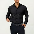thumbnail image 1 of Mens Dress Stretch Shirts Long Sleeve Button Down Shirt Regular Fit Formal Business Wedding Shirts Black S, 1 of 6