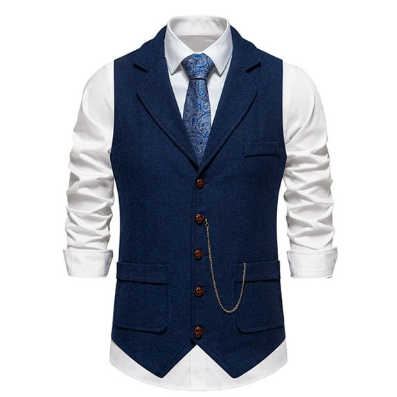 Mens Dress Suit Vests with Pockets 2025 Sleeveless Slim-Fit Waistcoats Button-Down Collared Solid Color Business Work Wedding Vest