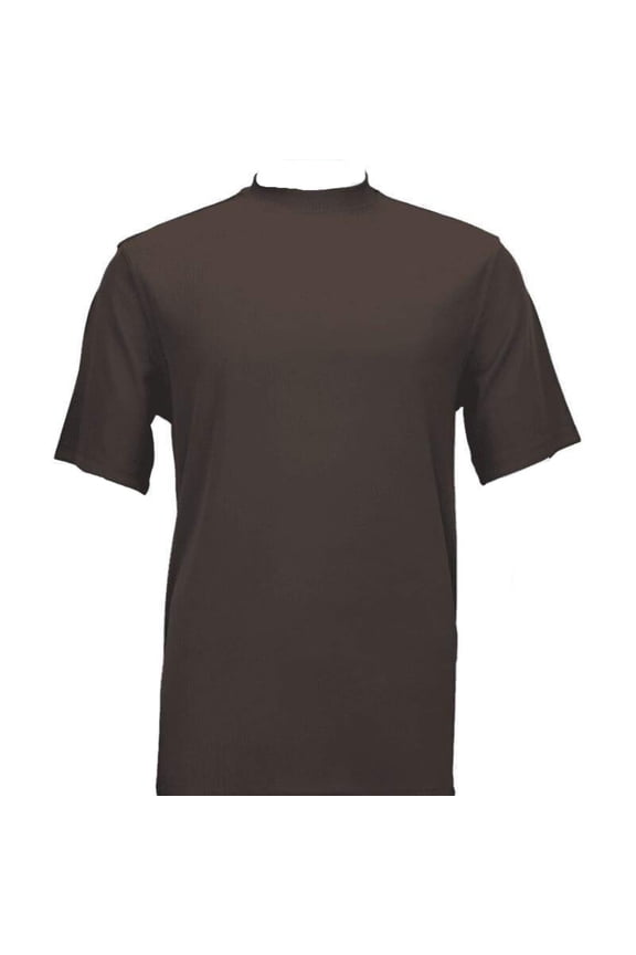 Mens Dressy T-Shirt Log-In Uomo Soft Crew Neck Corded Short Sleeves 218 Brown