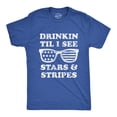 thumbnail image 1 of Mens Drinkin Til I See Stars and Stripes T Shirt Funny 4th Of July Sunglasses Graphic Tee Graphic Tees, 1 of 8