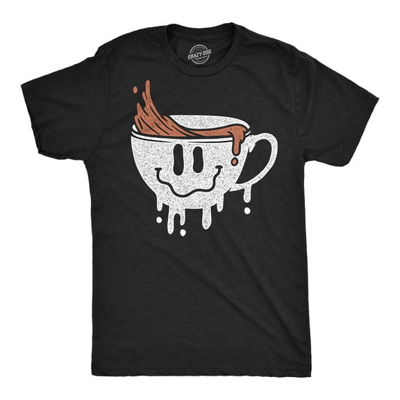 Mens Dripping Coffee Smile Funny T Shirts Caffeine Graphic Tee for Men Graphic Tees