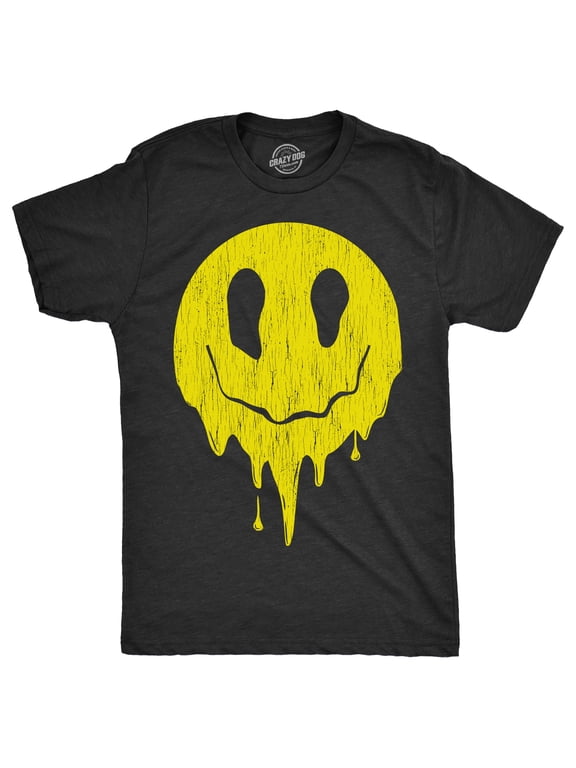 Mens Dripping Smile T Shirt Funny Melting Smiling Face Tee for Guys Graphic Tees