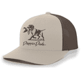 thumbnail image 1 of Mens Droppin Drake Dog Carrying Duck Hunting Southern Duck Call Mens Embroidered Mesh Back Trucker Hat-Khaki/Brown, 1 of 1