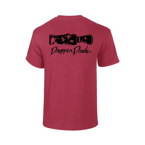 Mens Droppin Drake Hunting Scene Duck Call Hunting Scene Southern Mens Short Sleeve T-Shirt-Antique Cherry-Large