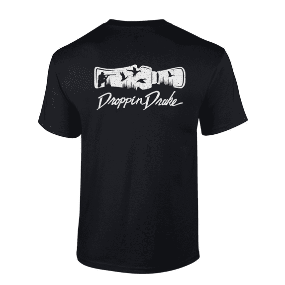 Mens Droppin Drake Hunting Scene Duck Call Hunting Scene Southern Mens Short Sleeve T-Shirt-Black-Small