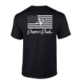 thumbnail image 1 of Mens Droppin Drake Turkey Footprint on American Flag Southern Hunting Mens Short Sleeve T-Shirt-Black-5X-Large, 1 of 1