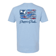 thumbnail image 1 of Mens Droppin Drake USA Duck Call Flag Blue Letters Cotton Polyester Blend Short Sleeve T-Shirt-Heather Columbia Blue-Small, 1 of 1