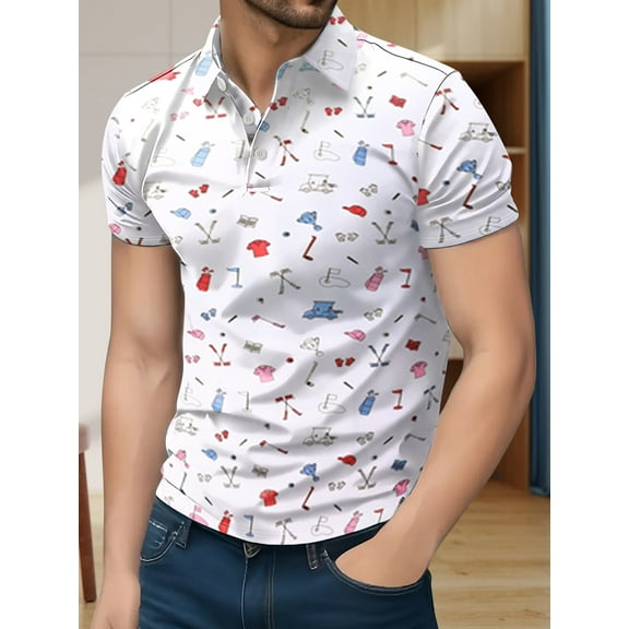 Mens Dry Fit Athletic Golf Polo Shirts Short Sleeve Moisture Wicking Performance Sport Shirts for Men White M