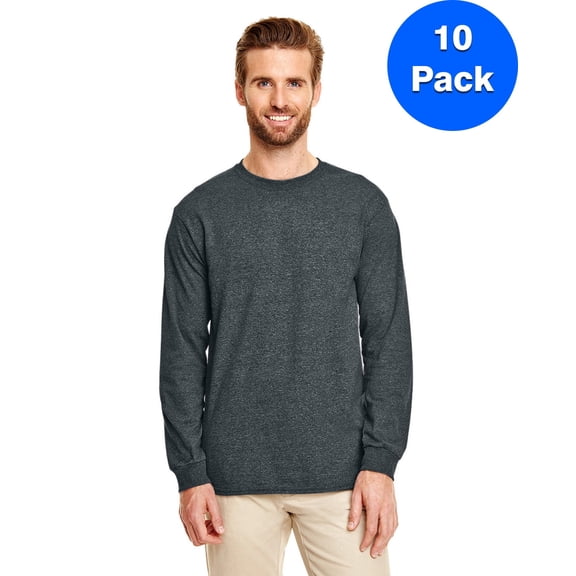 Mens DryBlend 5.6 oz 50/50 Long-Sleeve T-Shirt 10 Pack