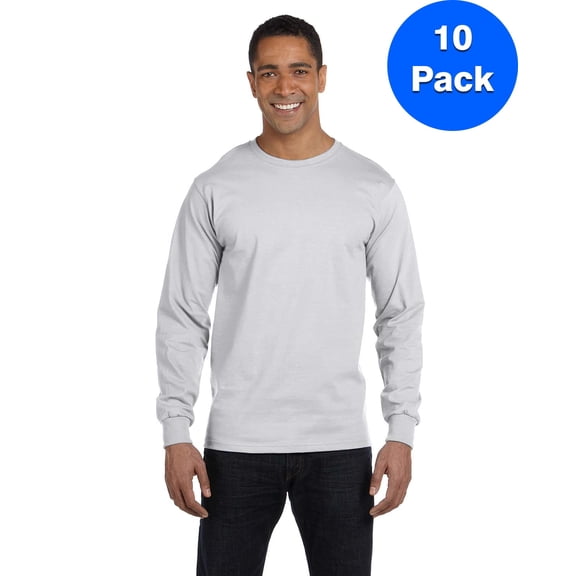 Mens DryBlend 5.6 oz 50/50 Long-Sleeve T-Shirt 10 Pack