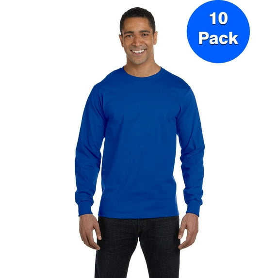 Mens DryBlend 5.6 oz 50/50 Long-Sleeve T-Shirt 10 Pack