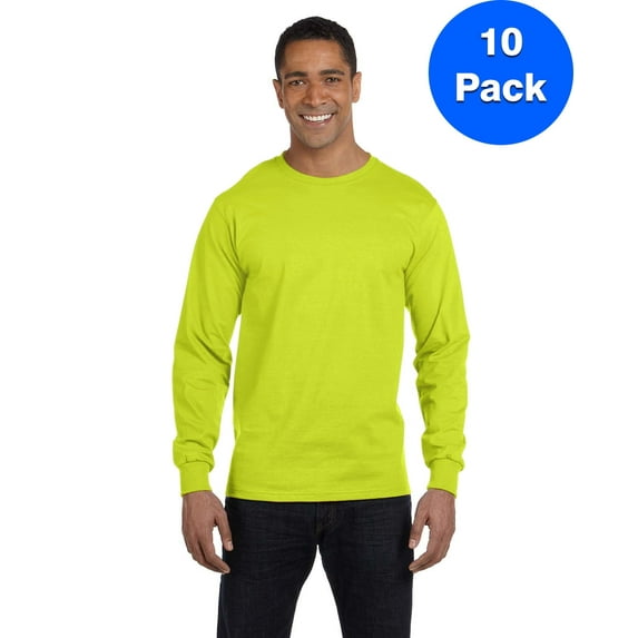Mens DryBlend 5.6 oz 50/50 Long-Sleeve T-Shirt 10 Pack