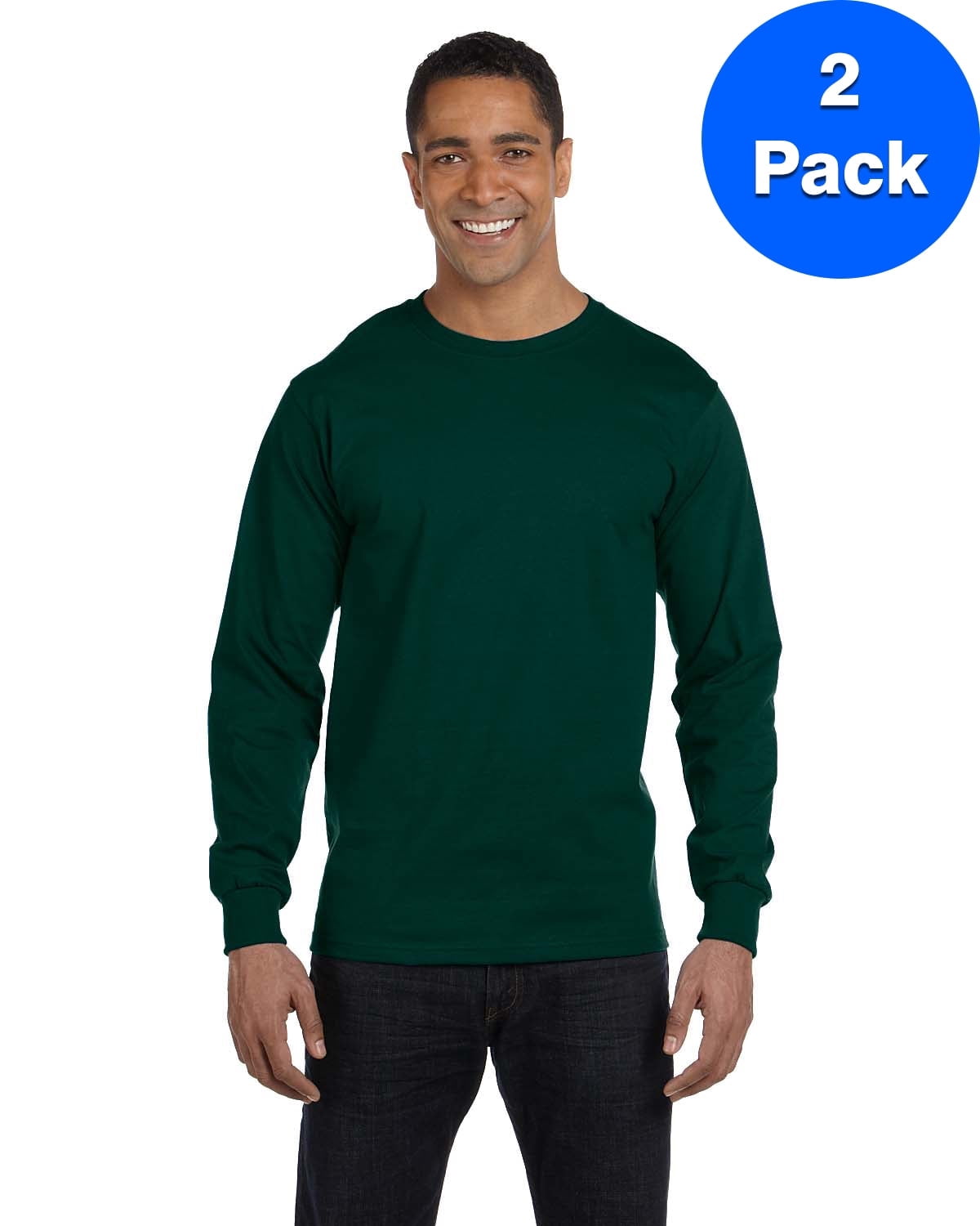 Mens DryBlend 5.6 oz 50/50 Long-Sleeve T-Shirt 2 Pack