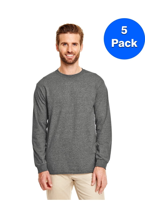 Mens DryBlend 5.6 oz 50/50 Long-Sleeve T-Shirt 5 Pack
