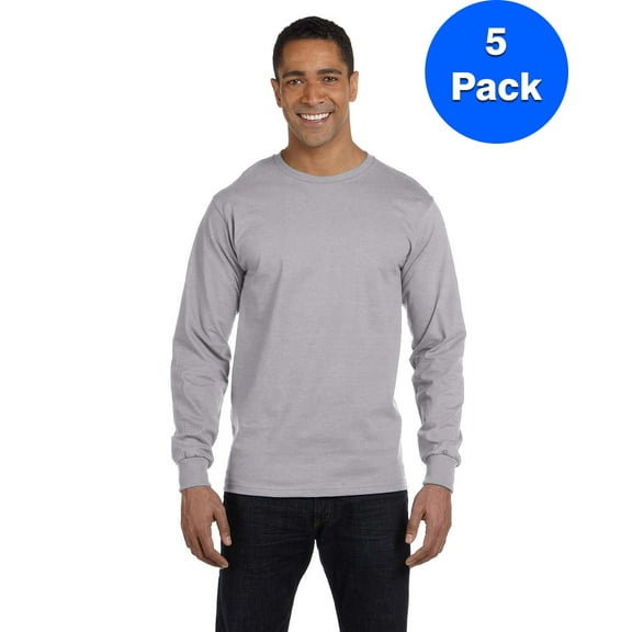 Mens DryBlend 5.6 oz 50/50 Long-Sleeve T-Shirt 5 Pack