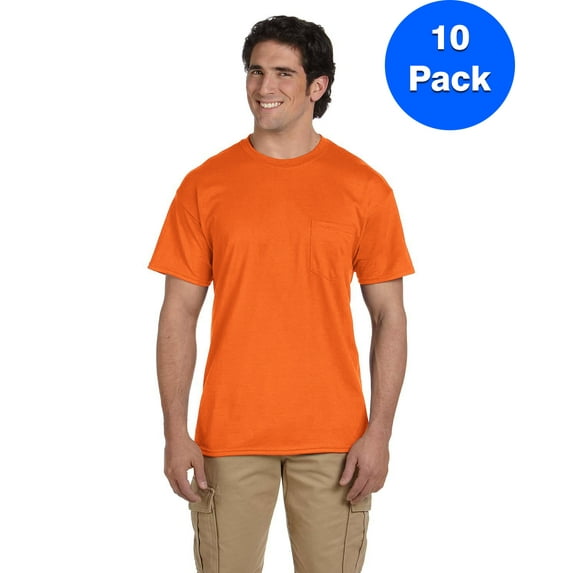 Mens DryBlend 5.6 oz 50/50 Pocket T-Shirt 10 Pack