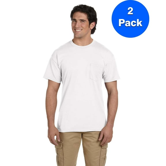 Mens DryBlend 5.6 oz 50/50 Pocket T-Shirt 2 Pack