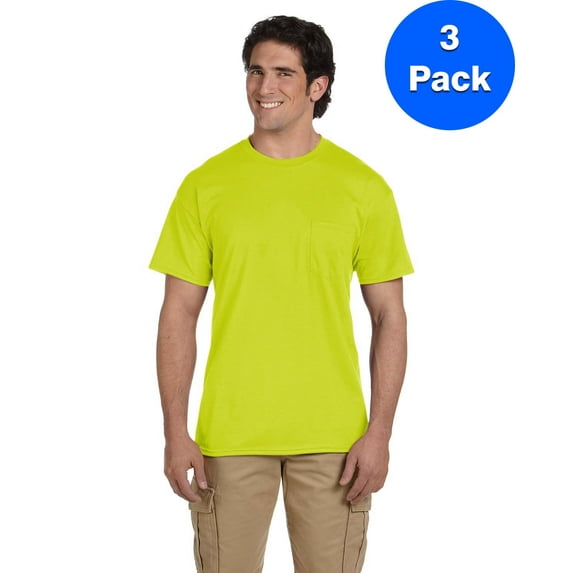 Mens DryBlend 5.6 oz 50/50 Pocket T-Shirt 3 Pack
