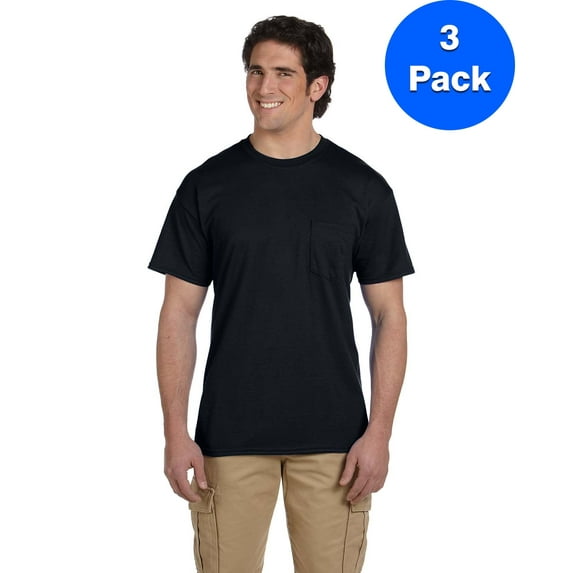 Mens DryBlend 5.6 oz 50/50 Pocket T-Shirt 3 Pack