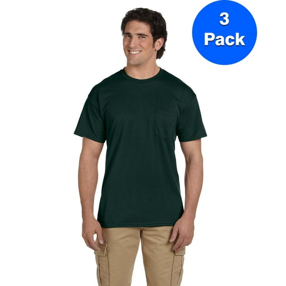 Mens DryBlend 5.6 oz 50/50 Pocket T-Shirt 3 Pack