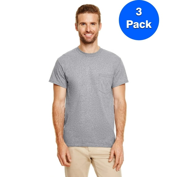 Mens DryBlend 5.6 oz 50/50 Pocket T-Shirt 3 Pack