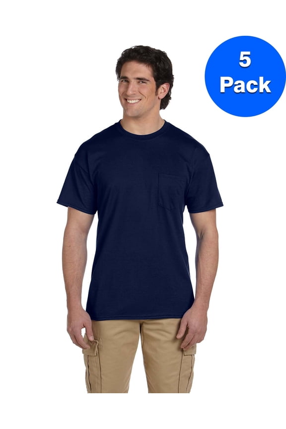 Mens DryBlend 5.6 oz 50/50 Pocket T-Shirt 5 Pack