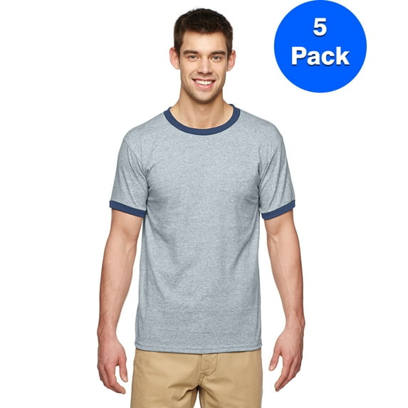 Mens DryBlend® 5.6 oz. Ringer T-Shirt 5 Pack