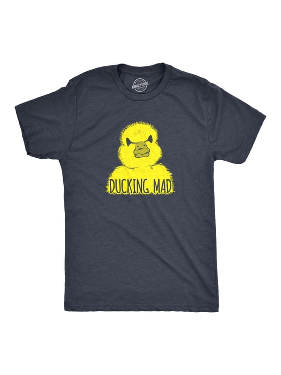 Mens Ducking Mad T Shirt Funny Angry Yellow Duck Tee for Guys Graphic Tees