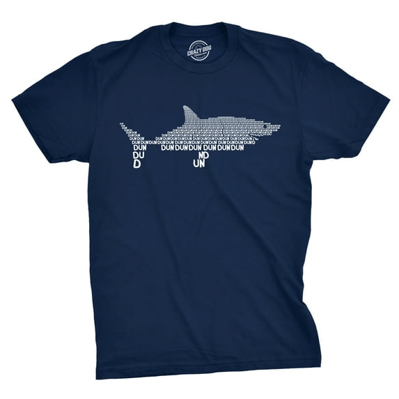Mens Dun Dun Shark Theme T-Shirt Cool Graphic Great White Music Text Tee Graphic Tees