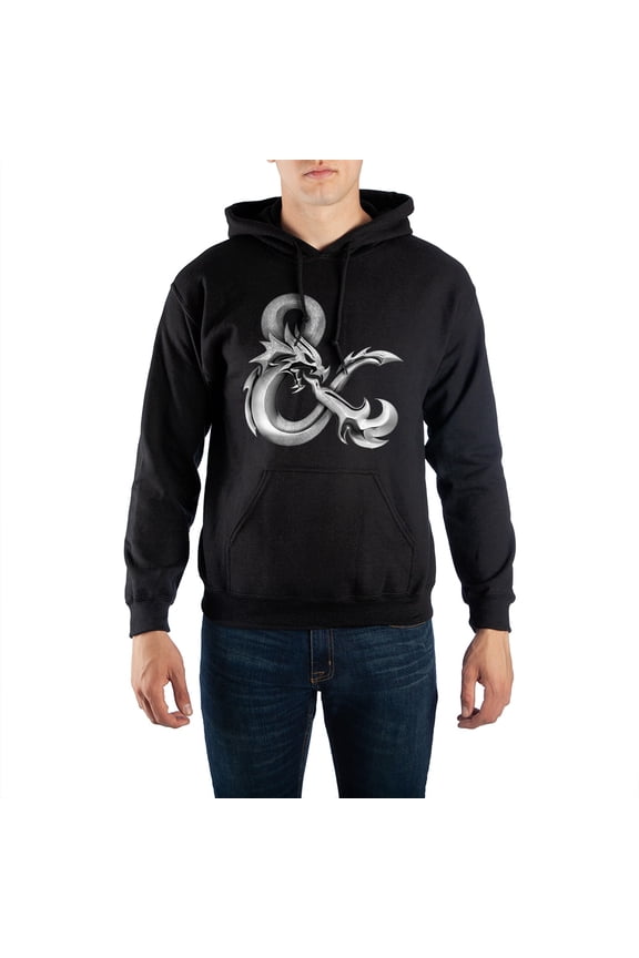 Mens Dungeons and Dragons Graphic Black Hooded Sweatshirt-4XL