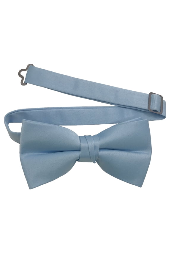 Mens Dusty Blue Formal Satin Pre-Tied Bow Tie in a Variety of Colors by Spencer Js Signature Satin Collection