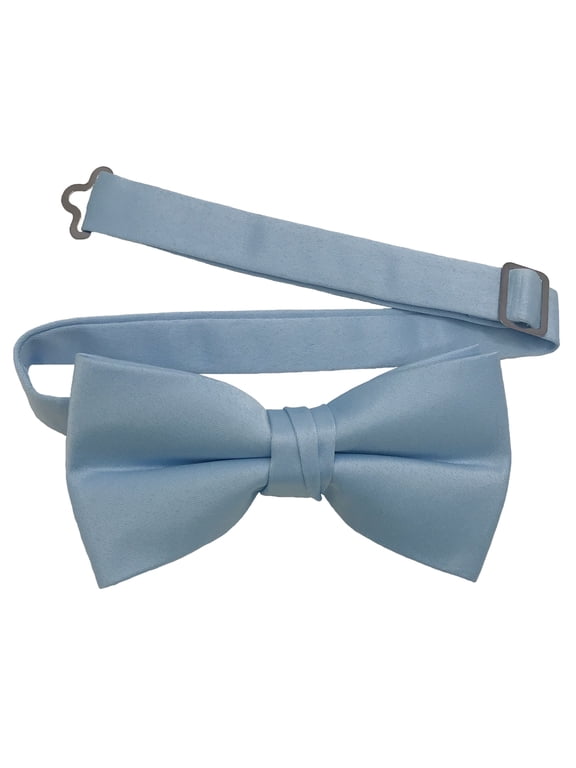 Mens Dusty Blue Formal Satin Pre-Tied Bow Tie by Spencer Js Signature Satin Collection